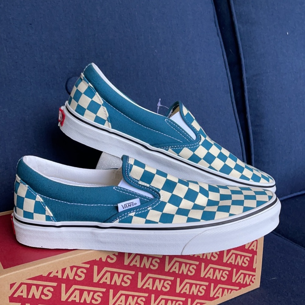 Vans Classic Slip-On Checkerboard Blue Coral/True White WMNS - Picture 6 of 16